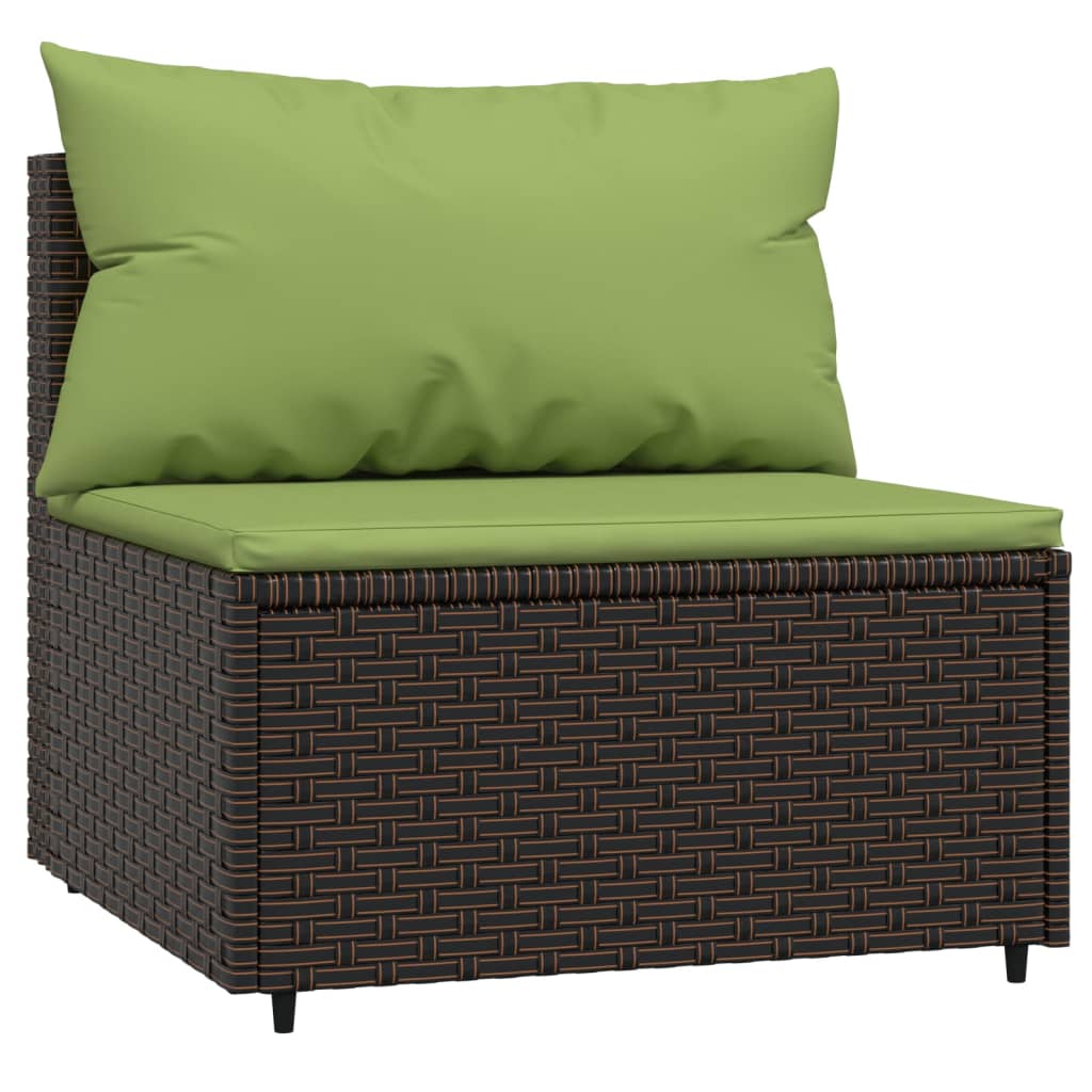 vidaXL 4 Piece Garden Lounge Set with Cushions Brown Poly Rattan