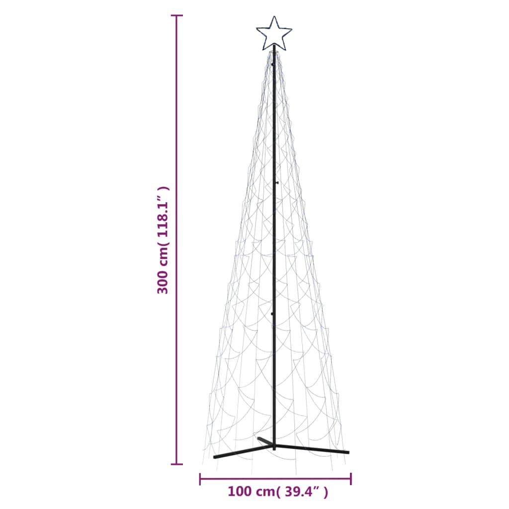 vidaXL Christmas Cone Tree Blue 500 LEDs 100x300 cm