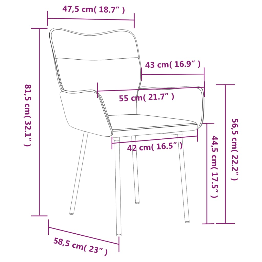 vidaXL Dining Chairs 2 pcs Cream Velvet