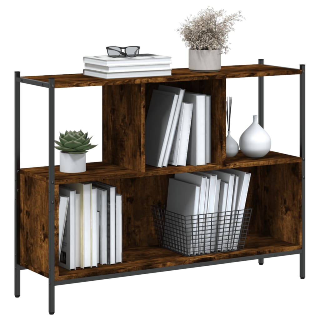 vidaXL Bookcase Smoked Oak 102x28x77.5 cm Engineered Wood
