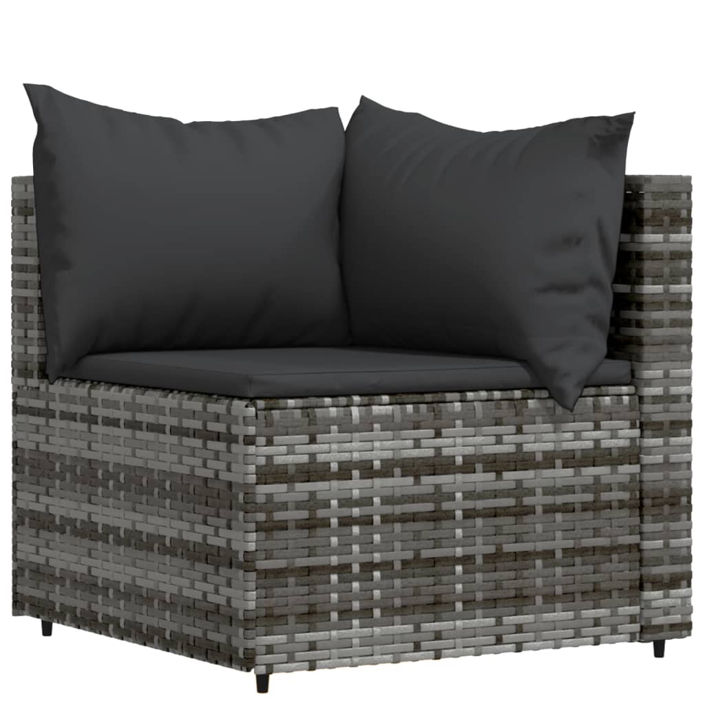 vidaXL 4 Piece Garden Lounge Set with Cushions Grey Poly Rattan
