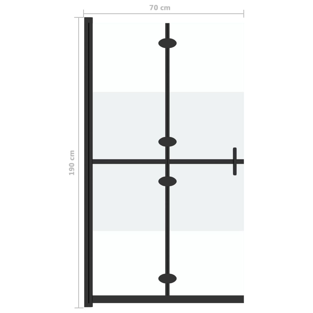 vidaXL Foldable Walk-in Shower Wall Half Frosted ESG Glass 70x190 cm