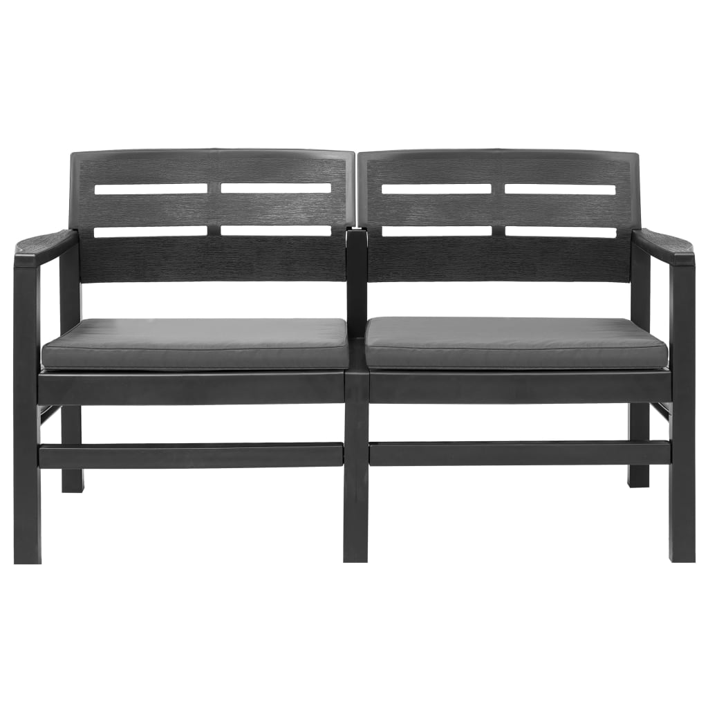 vidaXL 2-Seater Garden Bench with Cushions 133 cm Plastic Anthracite