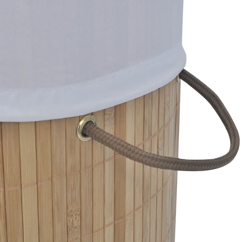 vidaXL Bamboo Laundry Bin Round Natural