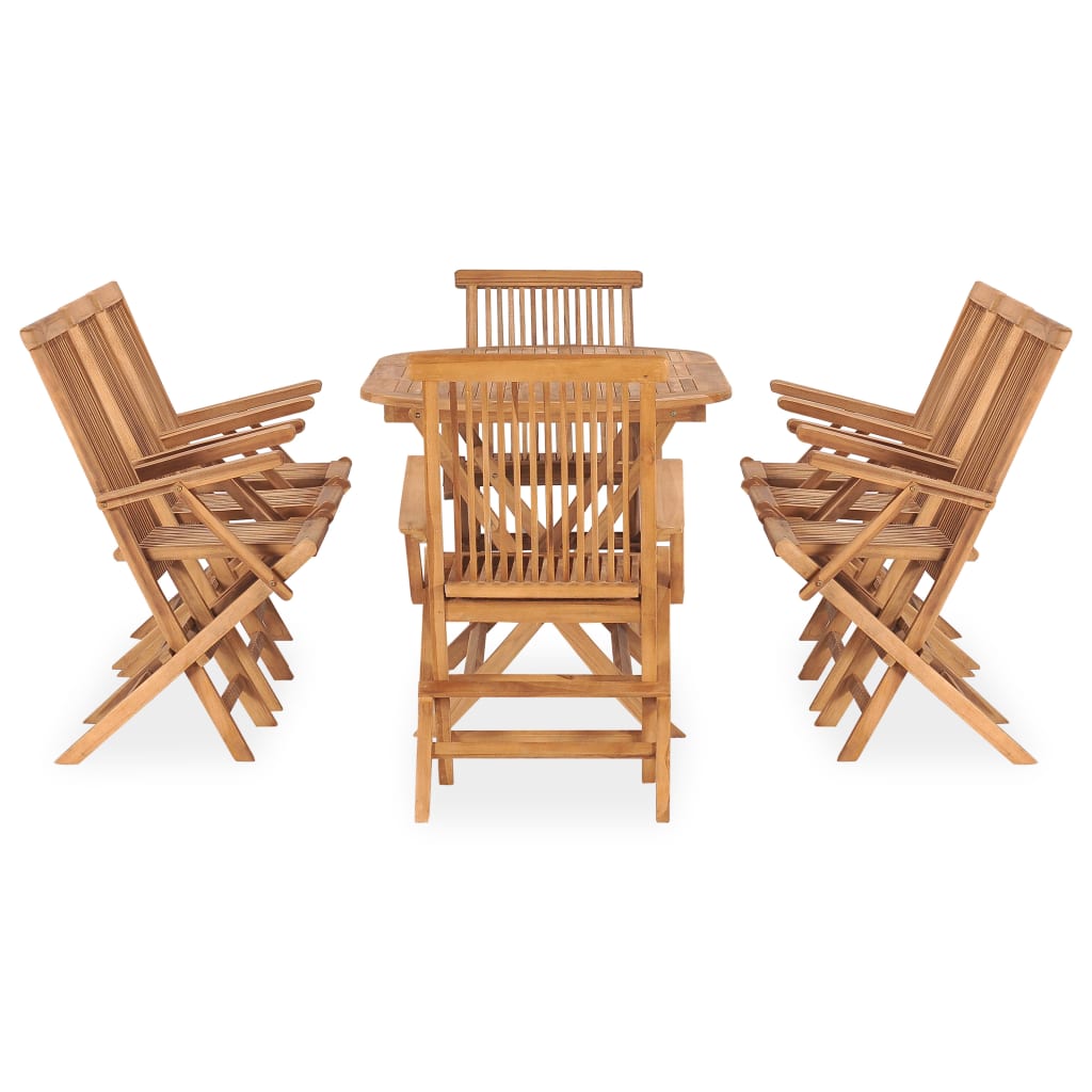 vidaXL 9 Piece Folding Outdoor Dining Set Solid Teak Wood