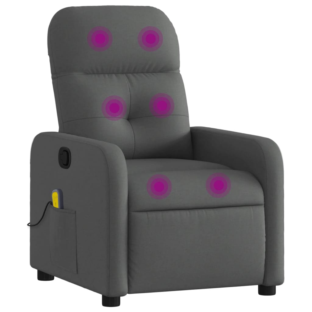 vidaXL Massage Recliner Chair Dark Grey Fabric