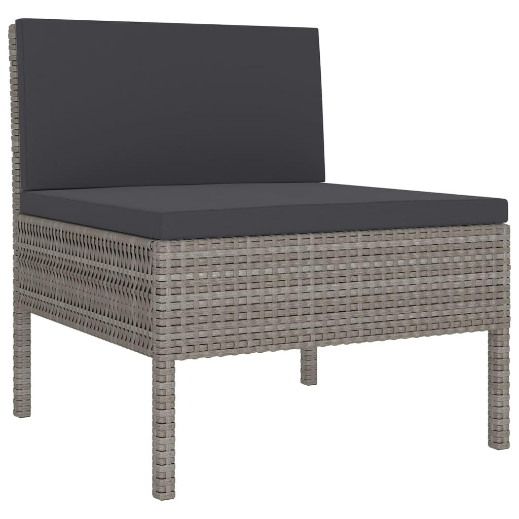 vidaXL 14 Piece Garden Lounge Set with Cushions Poly Rattan Grey
