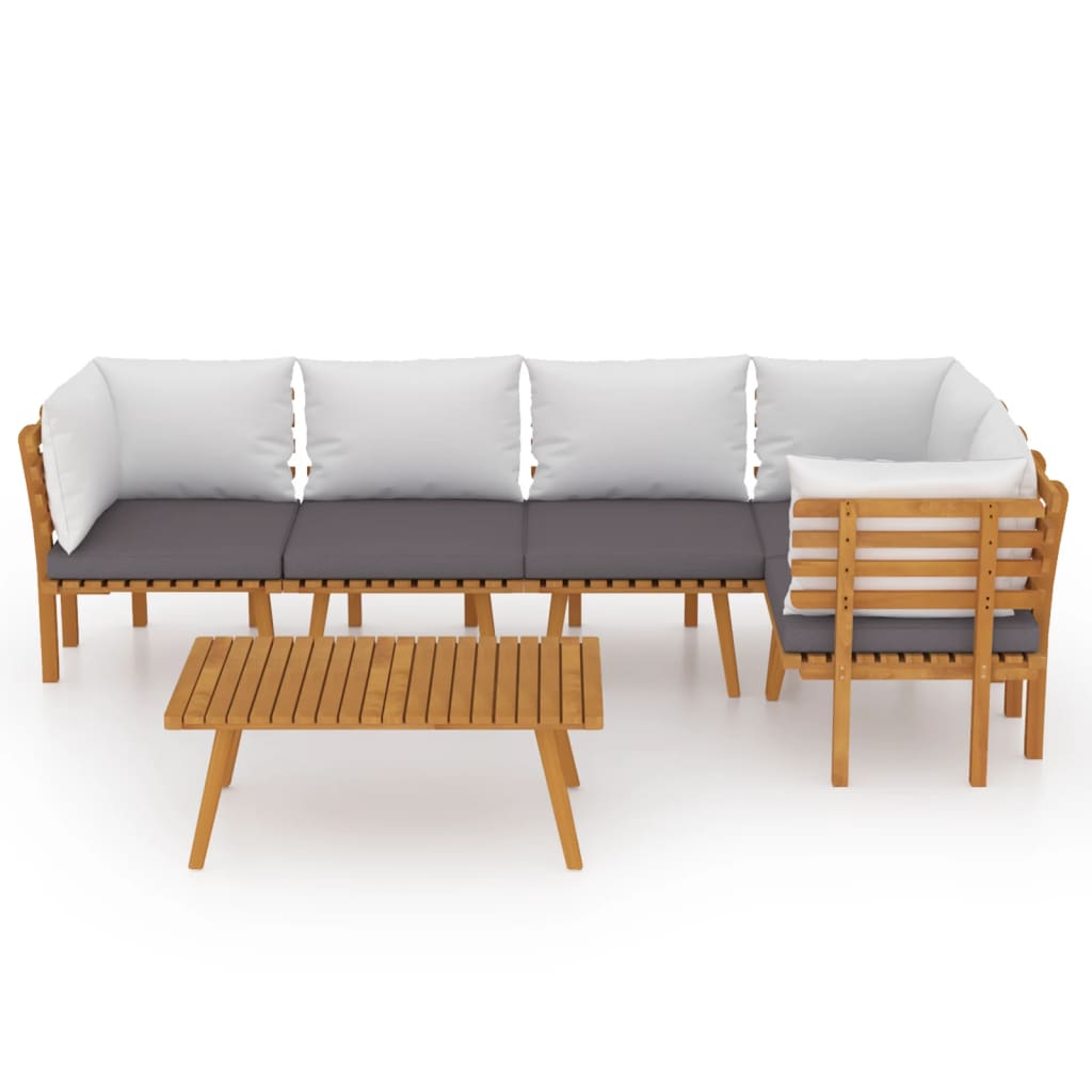 vidaXL 6 Piece Garden Lounge Set with Cushions Solid Wood Acacia