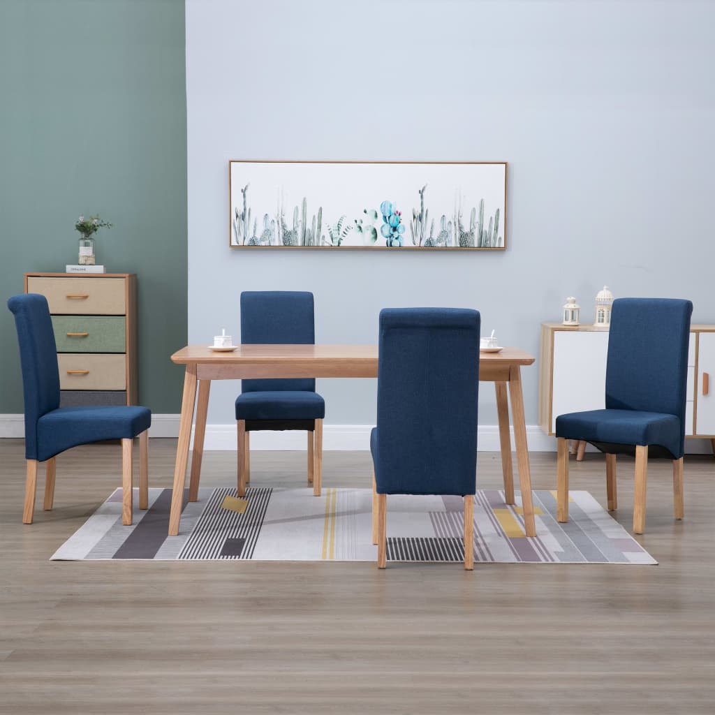 vidaXL Dining Chairs 4 pcs Blue Fabric