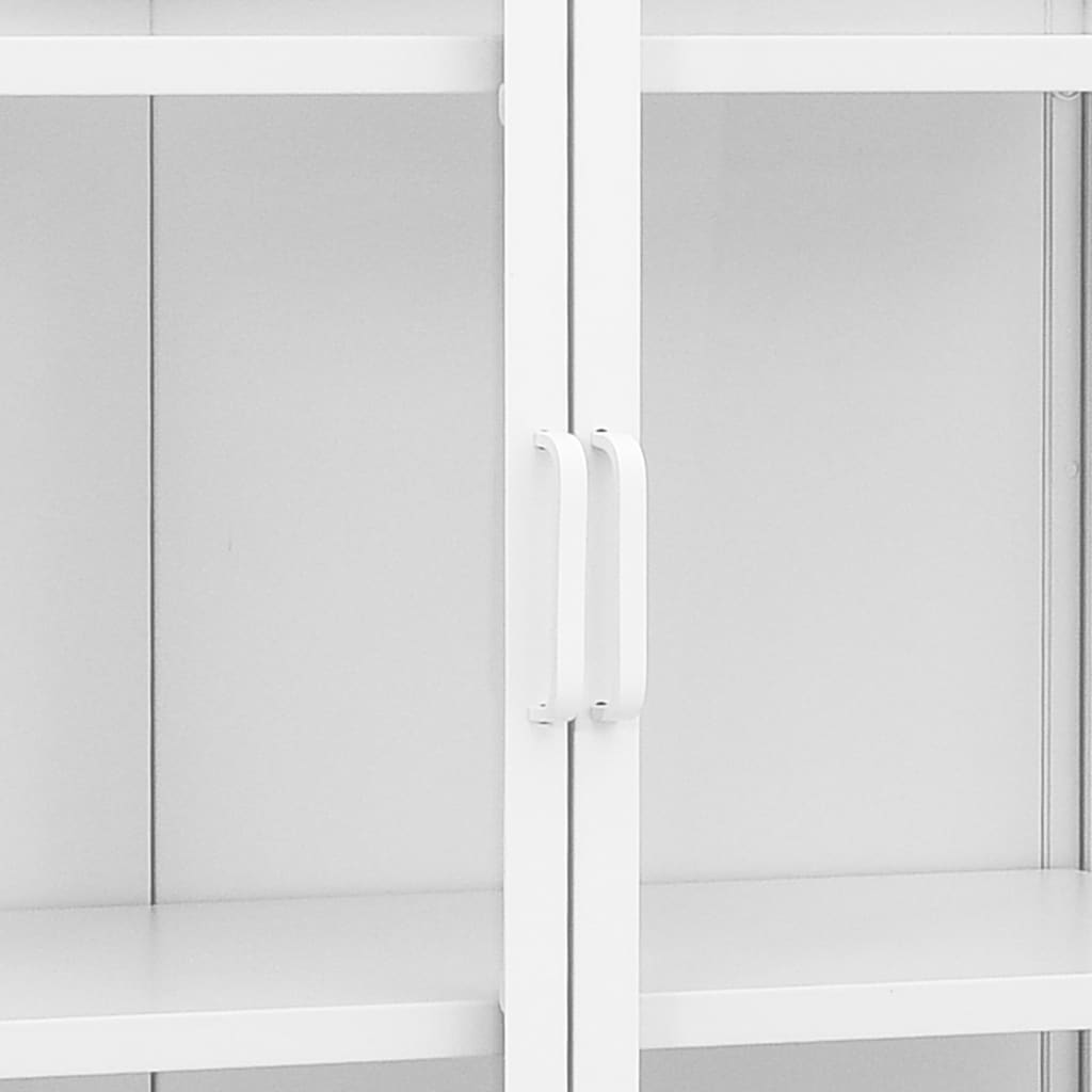 vidaXL Highboard White 80x35x135 cm Steel and Tempered Glass