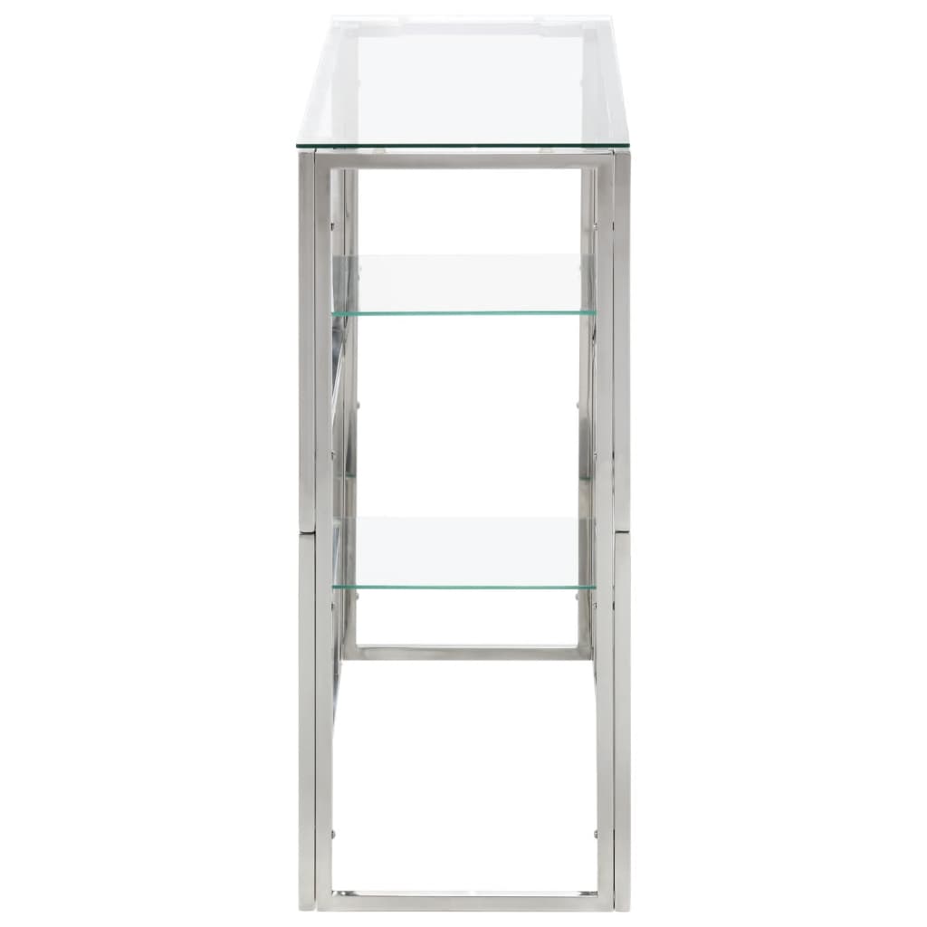 vidaXL Console Table Silver Stainless Steel and Tempered Glass