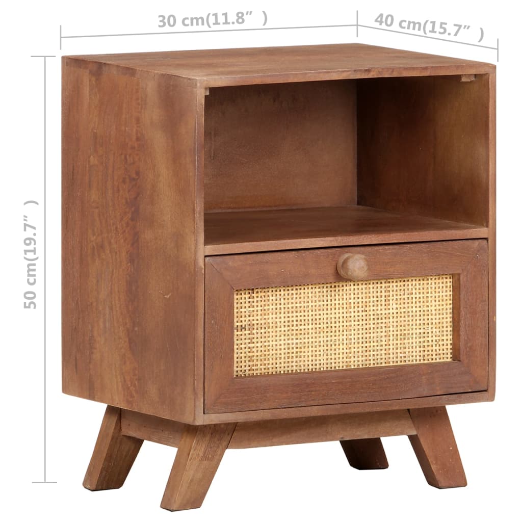 vidaXL Bedside Cabinet 40x30x50 cm Solid Mango Wood