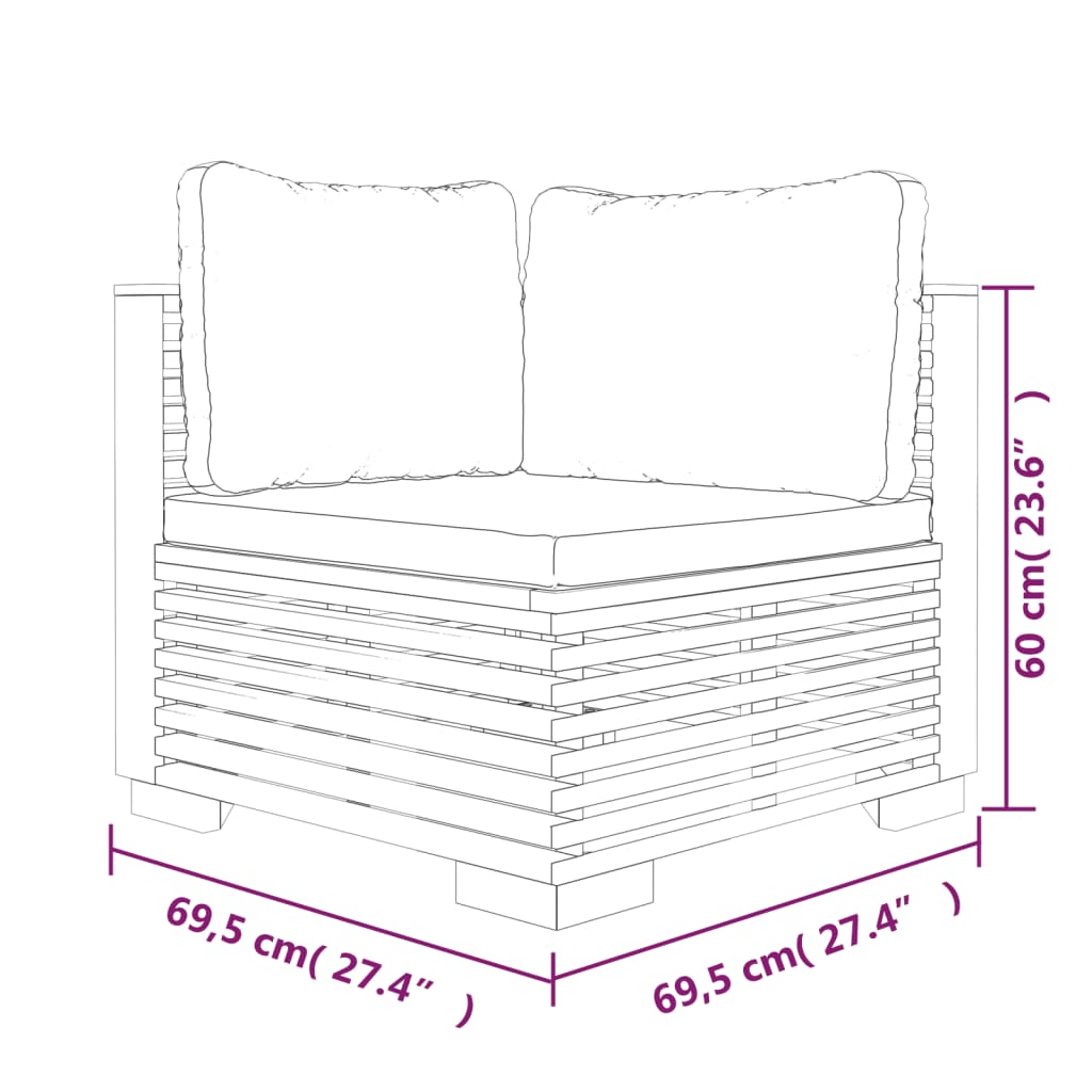 vidaXL 11 Piece Garden Lounge Set with Cushions Solid Teak Wood