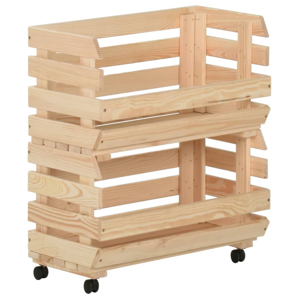 vidaXL Vegetable Trolley 37x30x80 cm Solid Pinewood