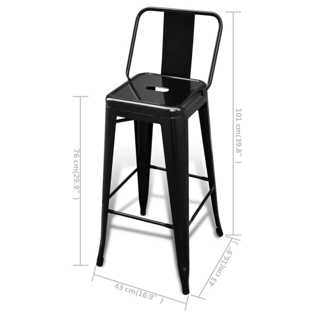 vidaXL Bar Stools 2 pcs Black Steel