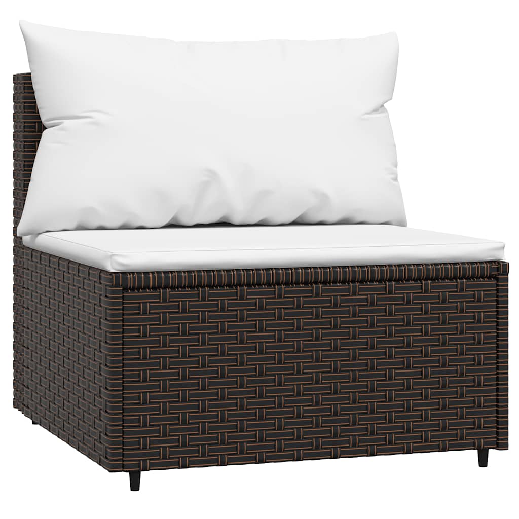 vidaXL 4 Piece Garden Lounge Set with Cushions Brown Poly Rattan