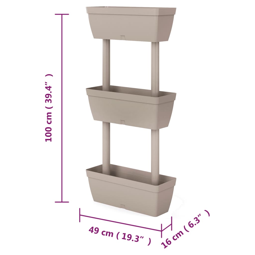 vidaXL Garden Planter 3 pcs 100 cm Taupe