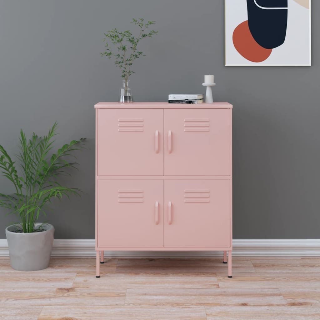 vidaXL Storage Cabinet Pink 80x35x101.5 cm Steel