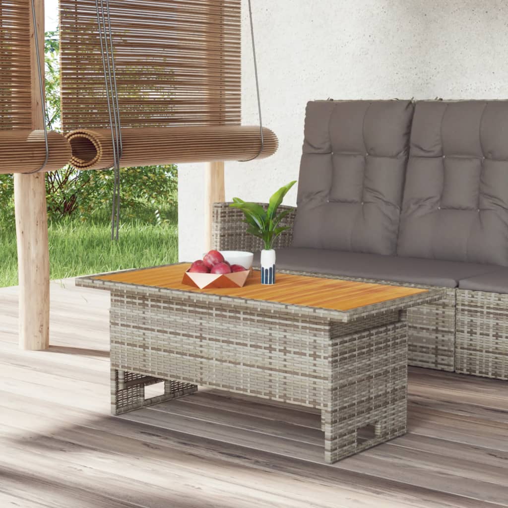 vidaXL Garden Table Grey 100x50x43/63 cm Solid Wood Acacia&Poly Rattan