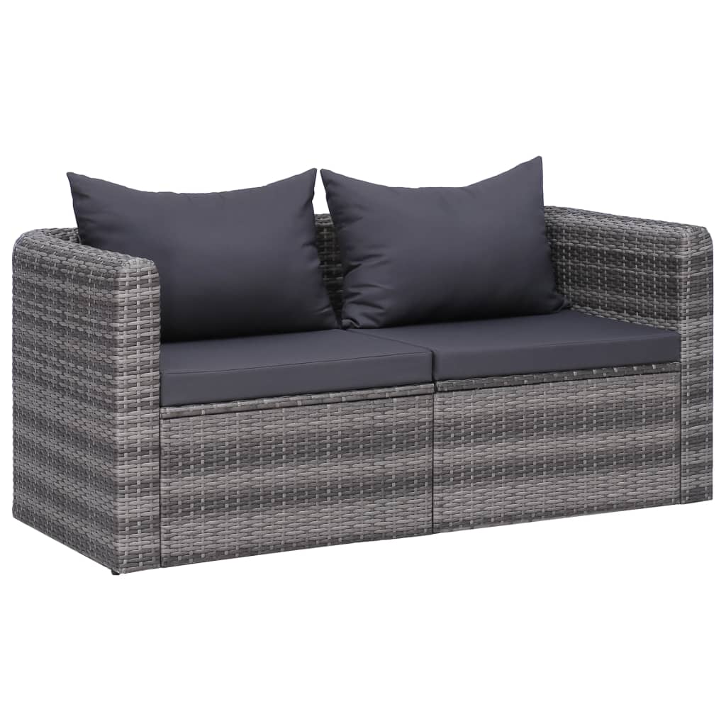 vidaXL 10 Piece Garden Lounge Set with Cushions Poly Rattan Grey
