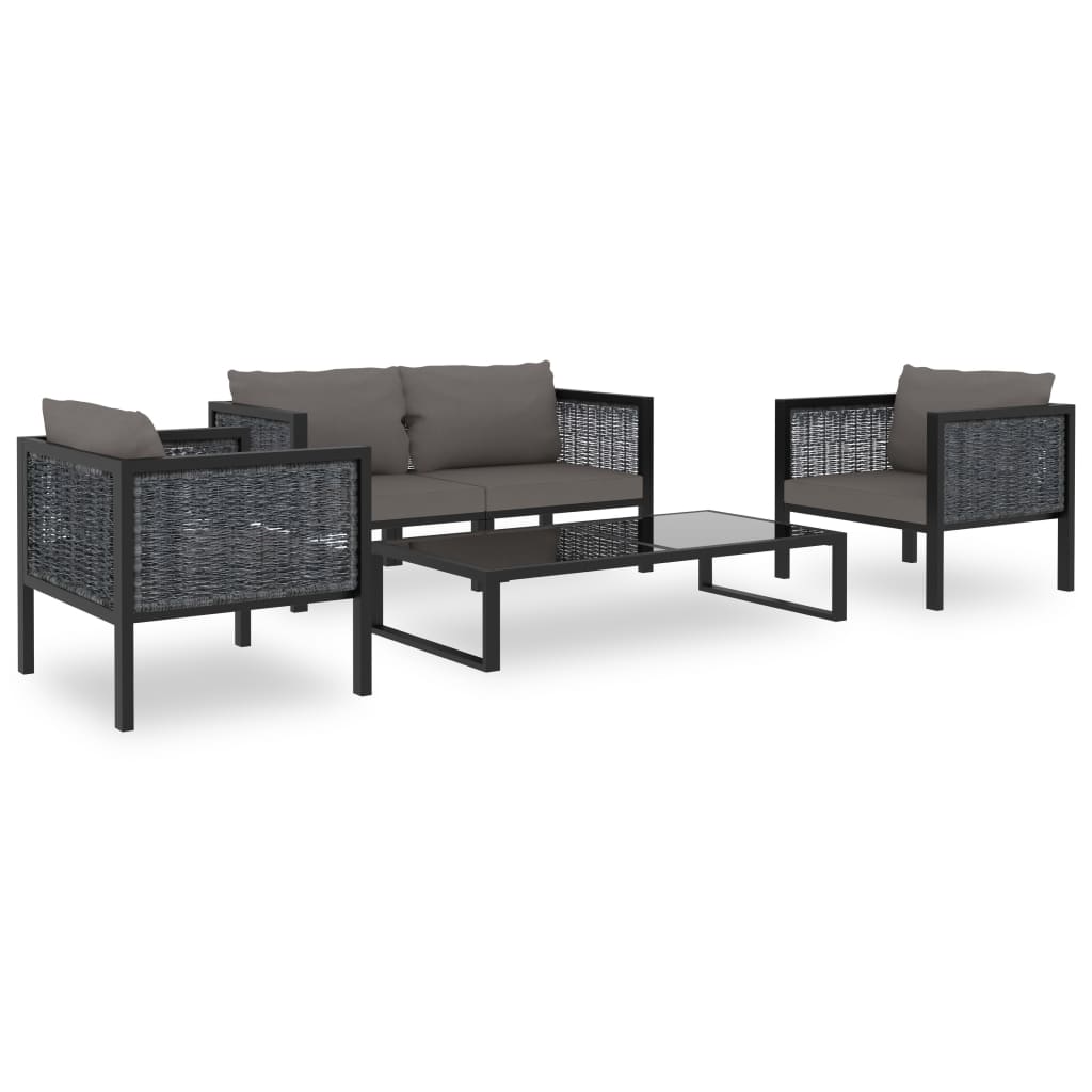 vidaXL 5 Piece Garden Lounge Set with Cushions Poly Rattan Anthracite