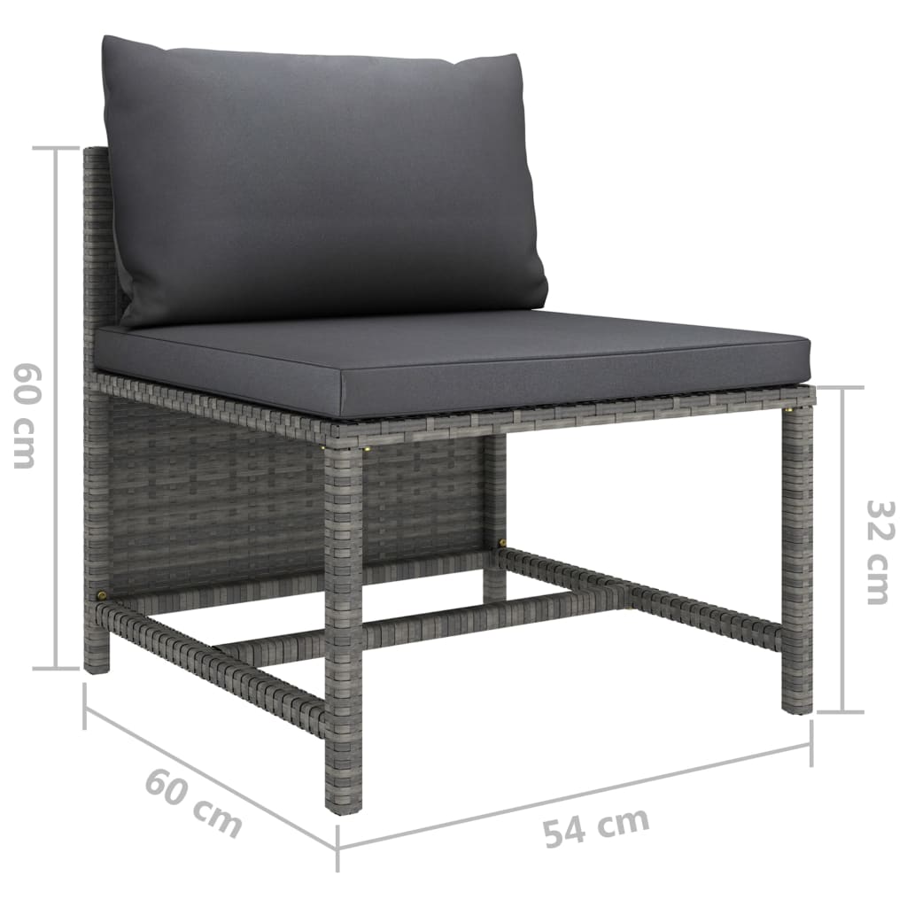 vidaXL 3 Piece Garden Lounge Set with Cushions Poly Rattan Grey