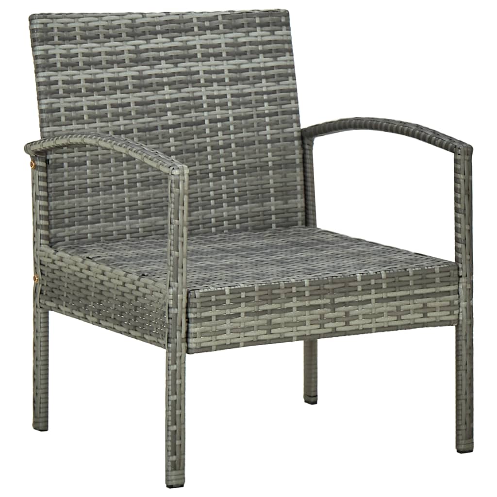 vidaXL 4 Piece Garden Lounge Set with Cushions Poly Rattan Grey