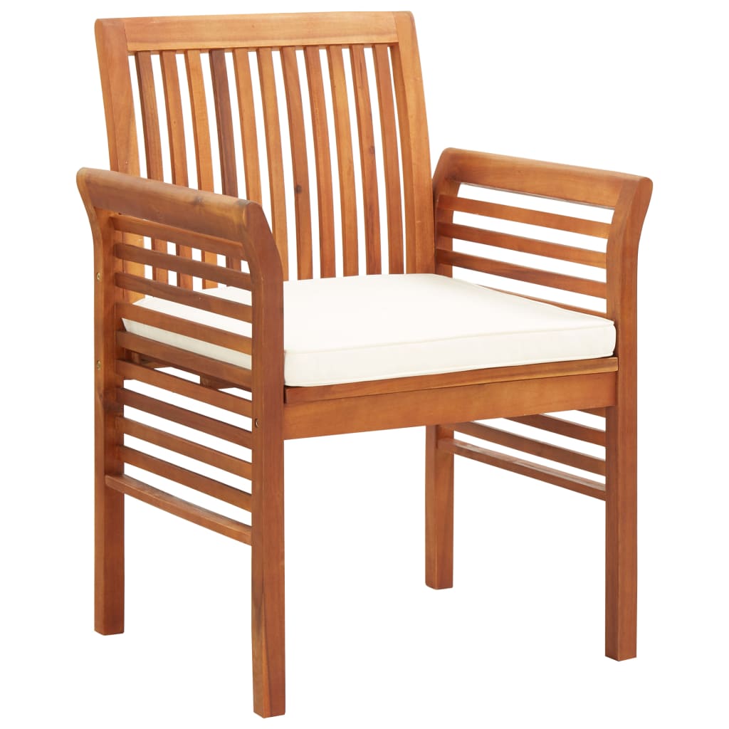 vidaXL Garden Dining Chairs with Cushions 3 pcs Solid Acacia Wood