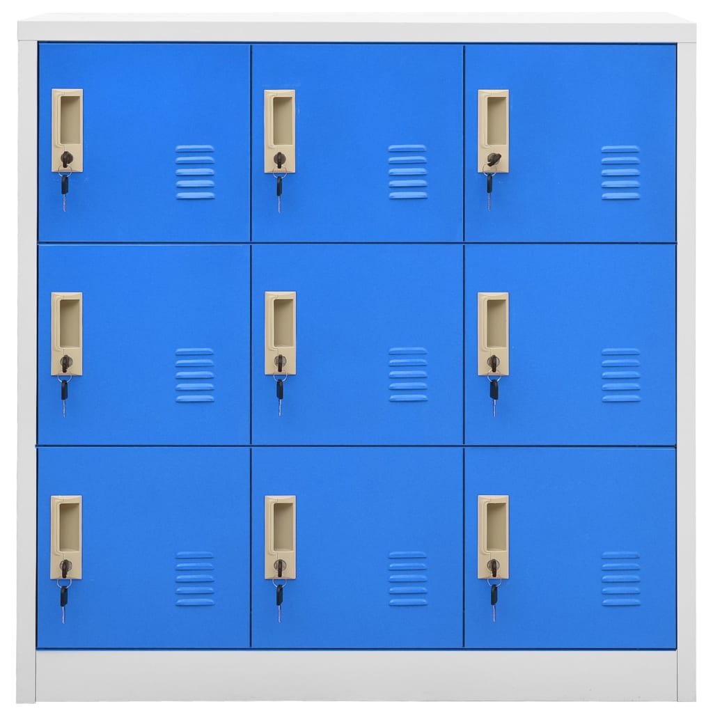 vidaXL Locker Cabinets 2 pcs Light Grey and Blue 90x45x92.5 cm Steel