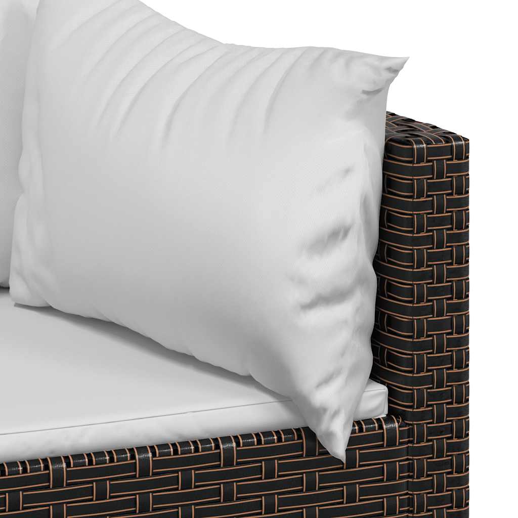 vidaXL Garden Corner Sofas with Cushions 2 pcs Brown Poly Rattan