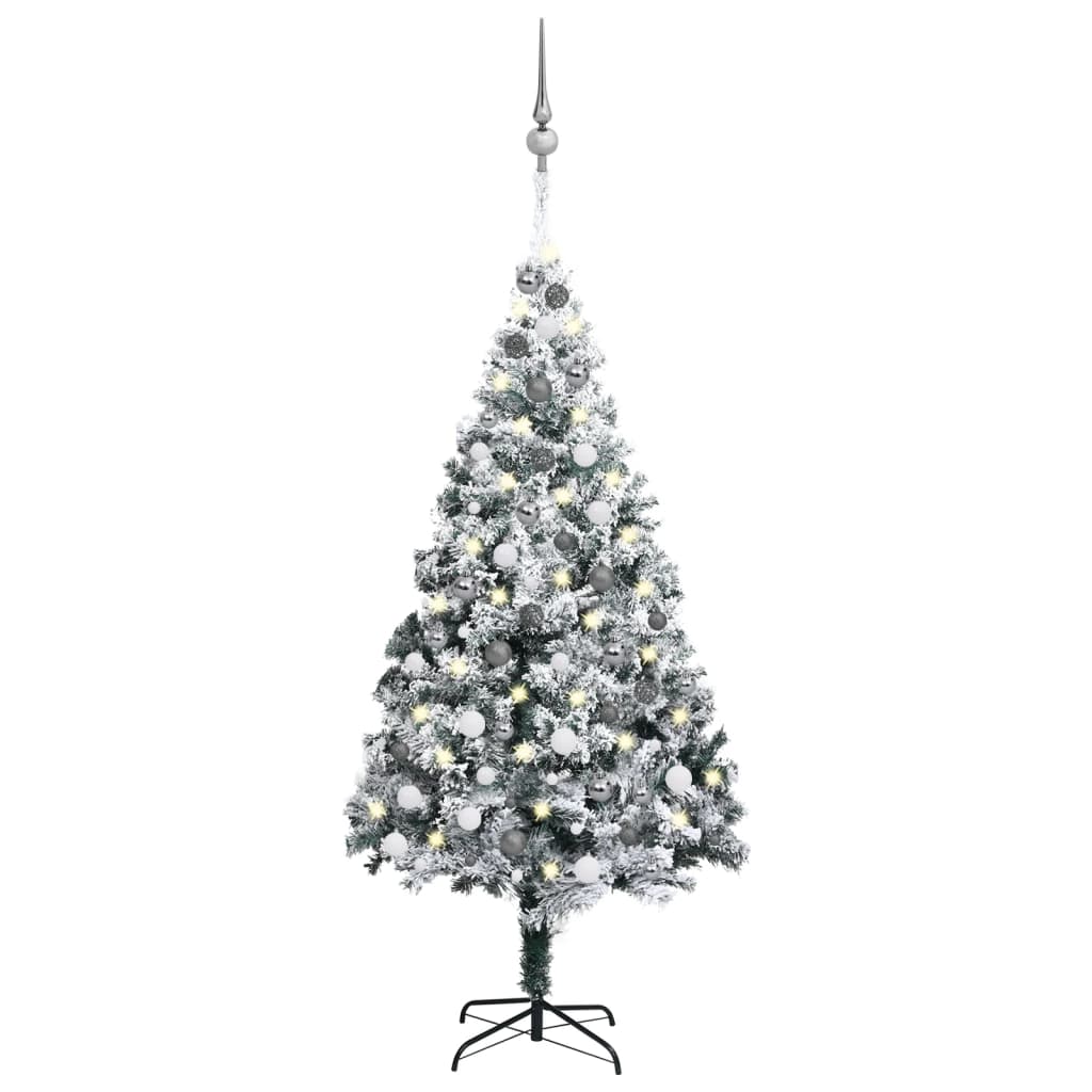 vidaXL Artificial Pre-lit Christmas Tree with Ball Set Green 180 cm PVC