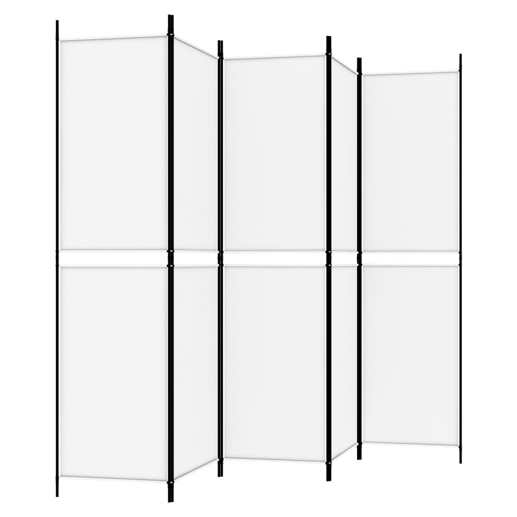 vidaXL 5-Panel Room Divider White 250x200 cm Fabric