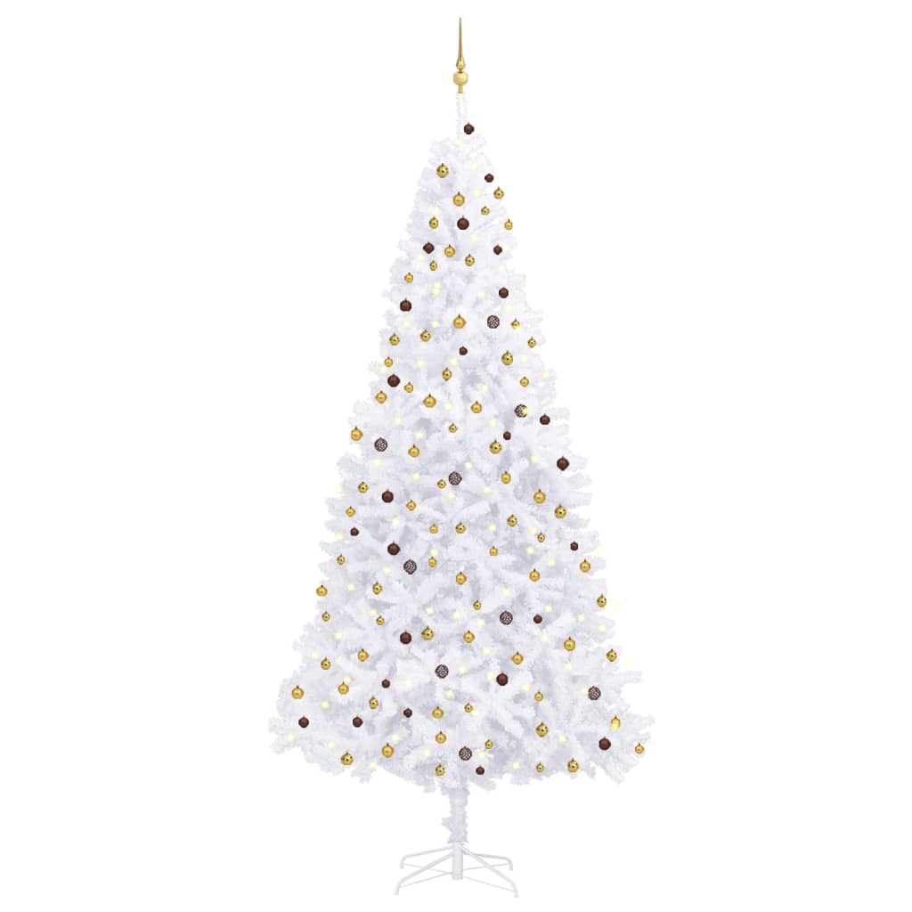 vidaXL Artificial Pre-lit Christmas Tree with Ball Set LEDs 300 cm White