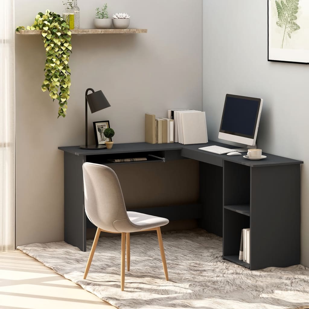 vidaXL L-Shaped Corner Desk Grey 120x140x75 cm Engineered Wood