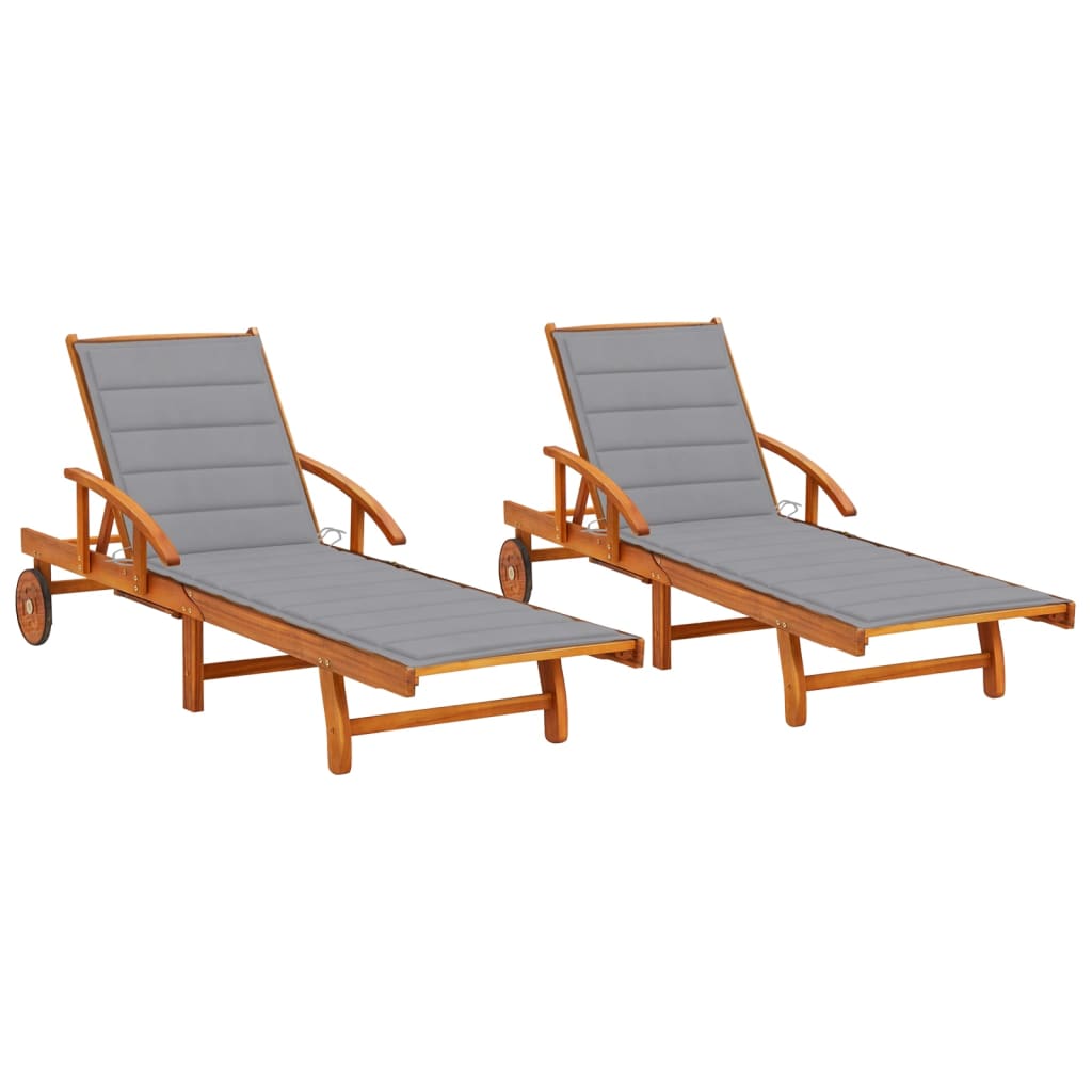 vidaXL Sun Loungers 2 pcs with Cushions Solid Wood Acacia