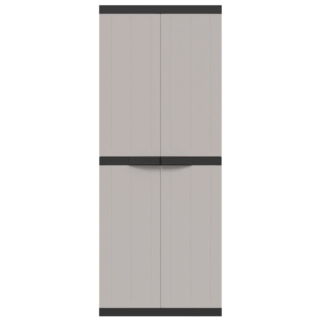 vidaXL Outdoor Storage Cabinet Grey and Black 65x37x165 cm PP