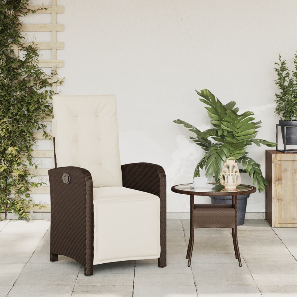 vidaXL Reclining Garden Chair with Footrest Brown Poly Rattan