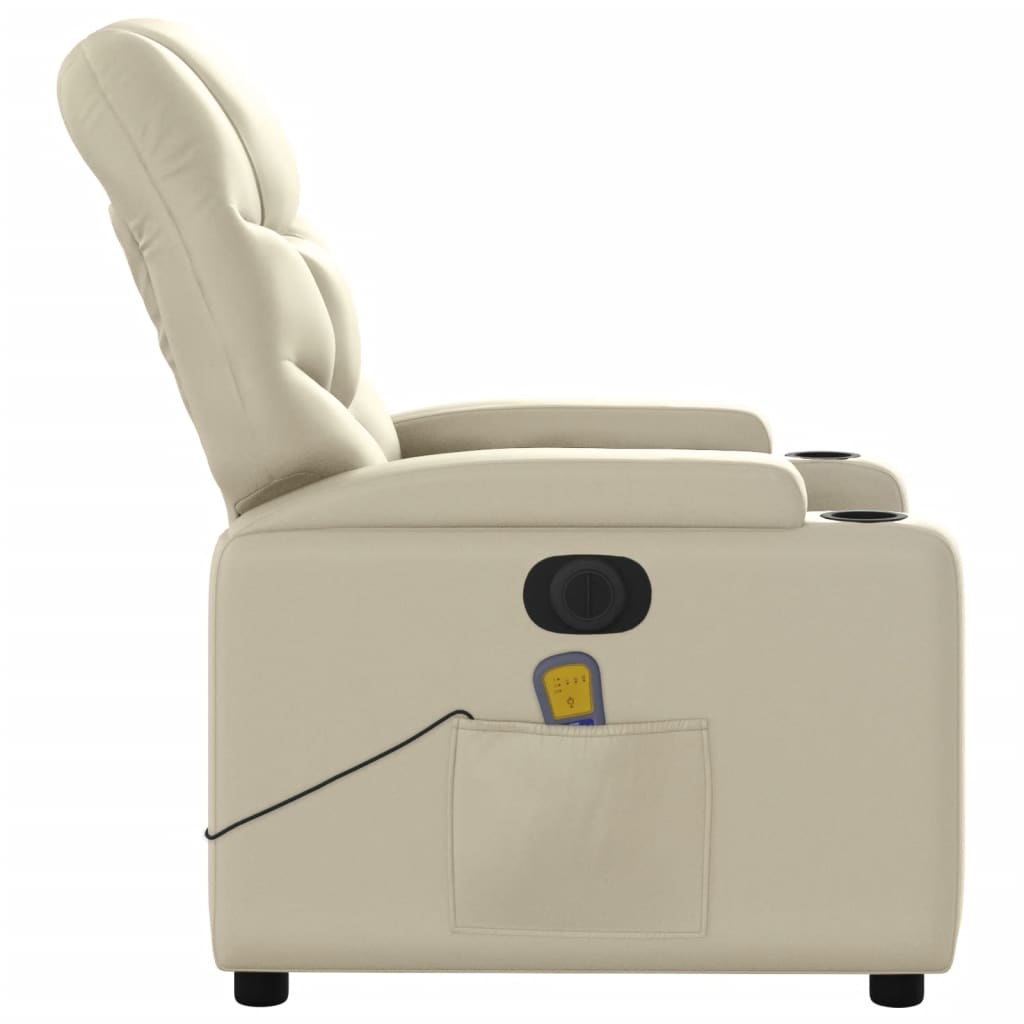 vidaXL Electric Massage Recliner Chair Cream Faux Leather