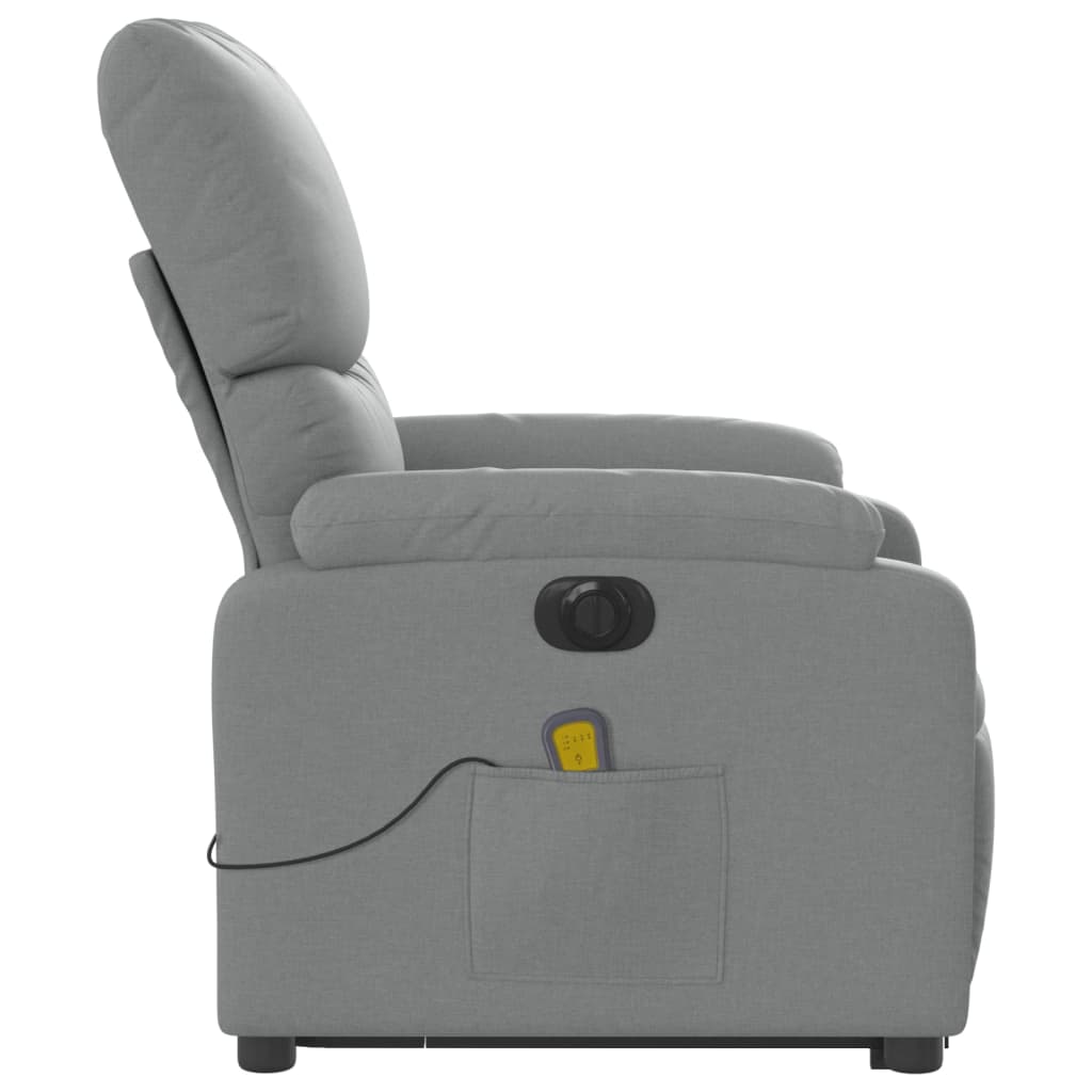 vidaXL Electric Stand up Massage Recliner Chair Light Grey Fabric