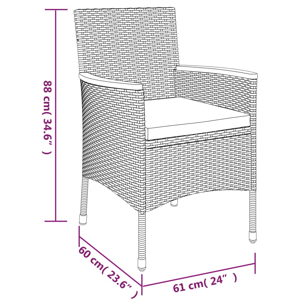 vidaXL 5 Piece Garden Dining Set with Cushions Grey Poly Rattan