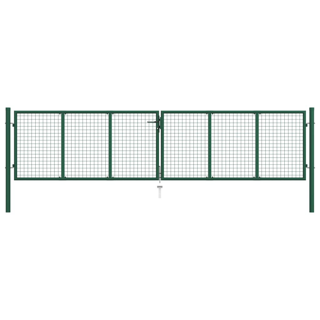 vidaXL Mesh Garden Gate Steel 390x100 cm Green