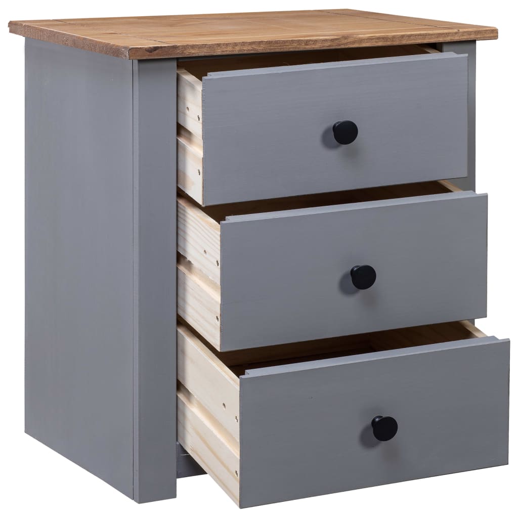 vidaXL Bedside Cabinet Grey 46x40x57 cm Pinewood Panama Range