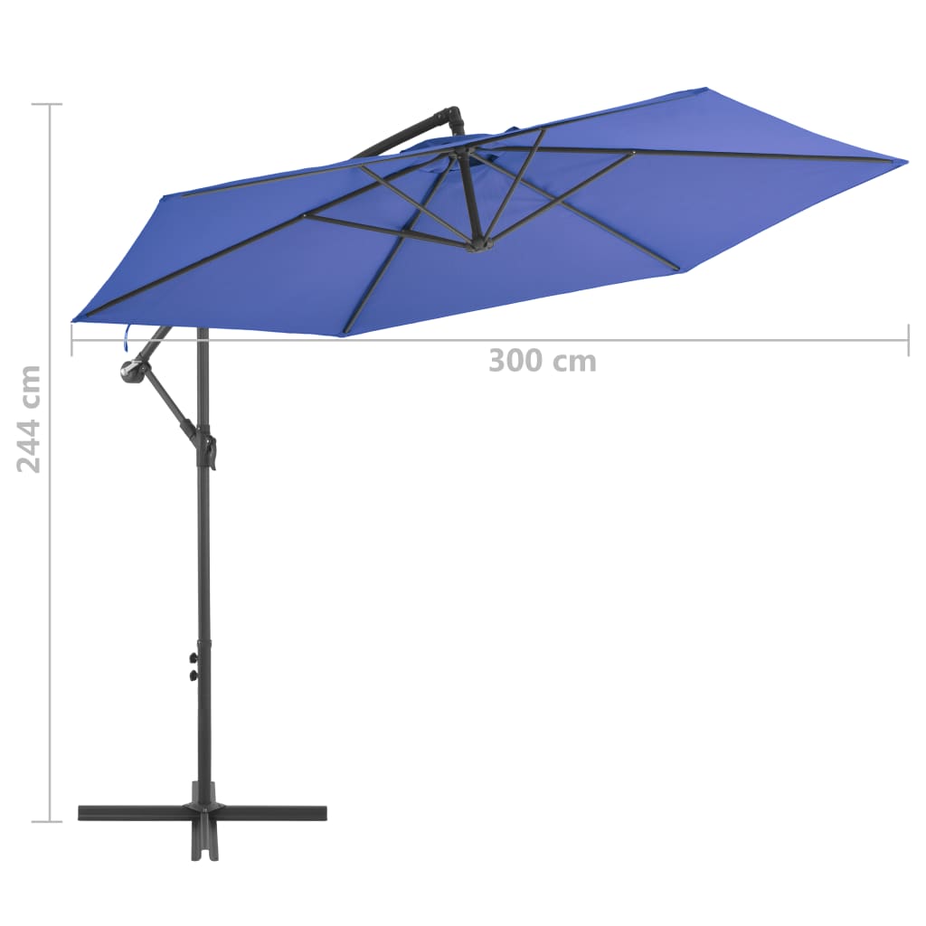 vidaXL Cantilever Garden Parasol with Aluminium Pole 300 cm Blue