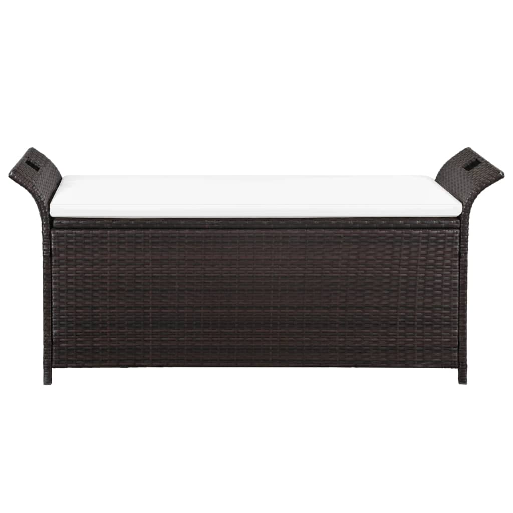 vidaXL Storage Bench with Cushion 138 cm Poly Rattan Brown