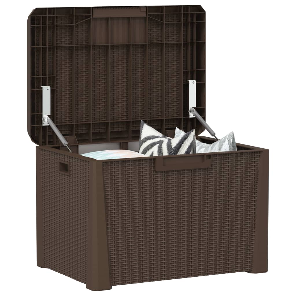 vidaXL Garden Storage Box with Seat Cushion Brown 125 L PP