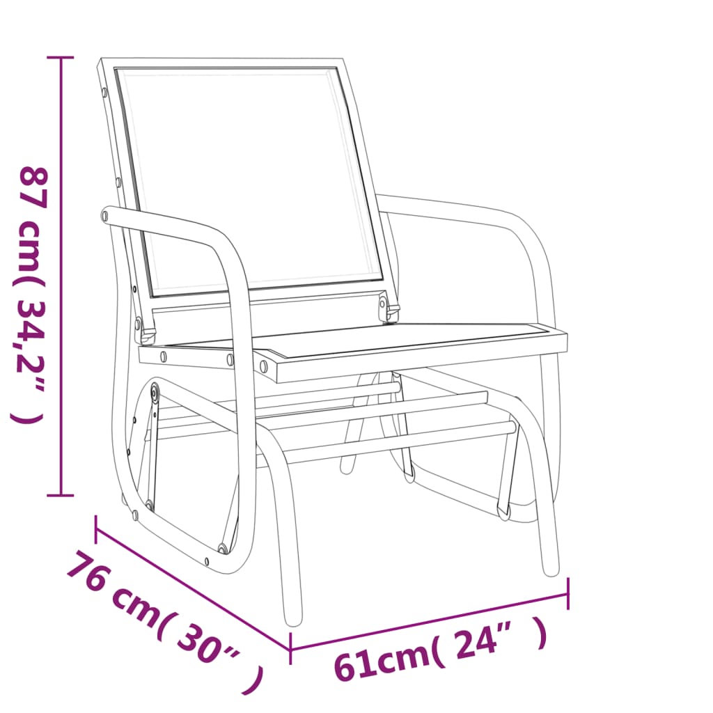 vidaXL Garden Glider Chair Brown 61x76x87 cm Textilene&Steel
