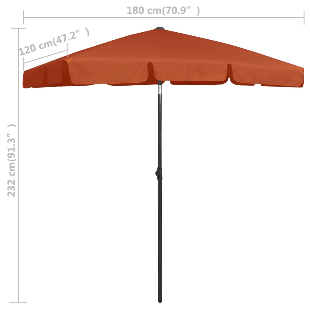 vidaXL Beach Parasol Terracotta 180x120 cm