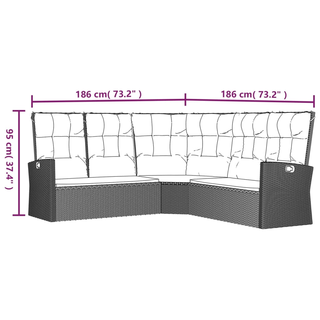 vidaXL 4 Piece Garden Lounge Set with Cushions Grey Poly Rattan