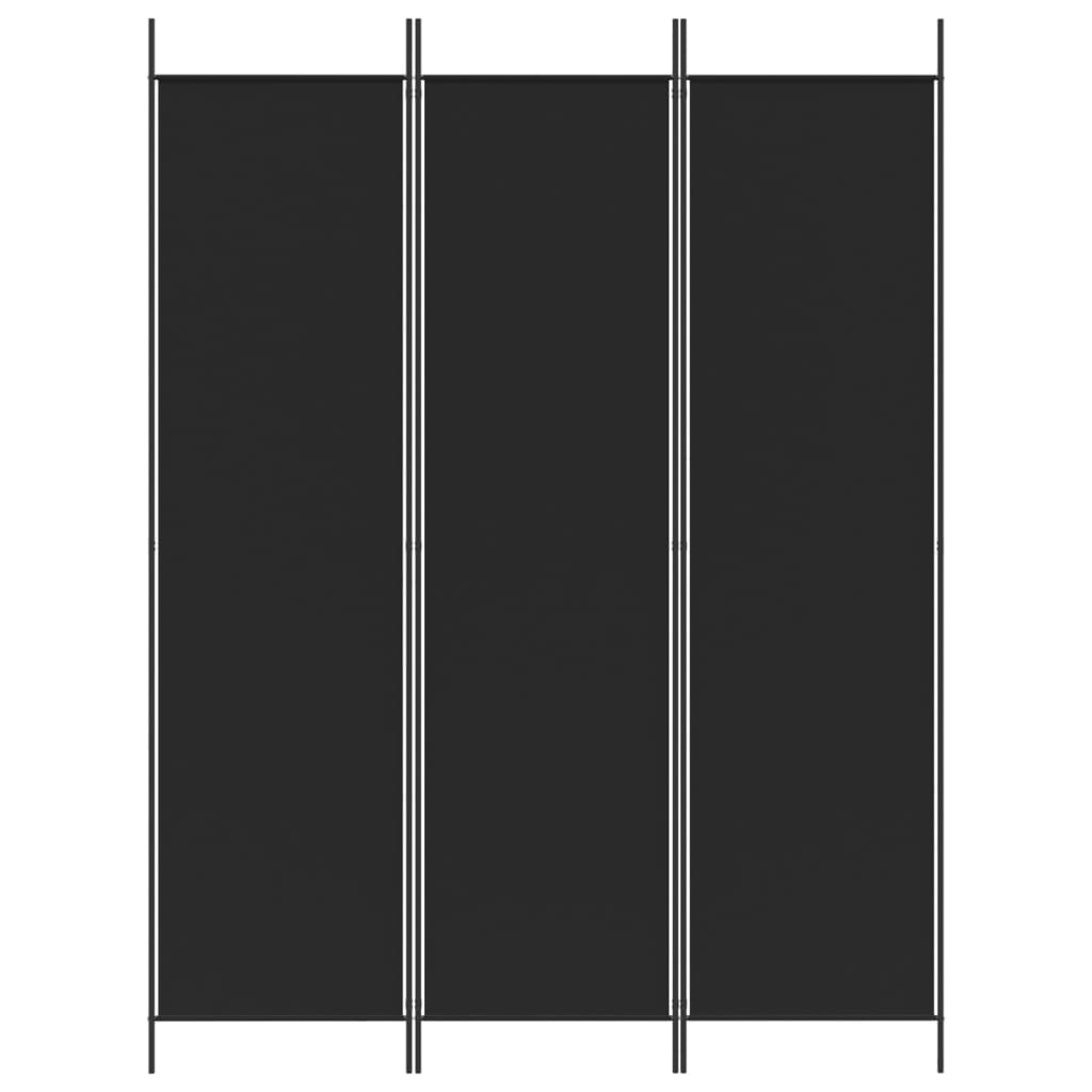 vidaXL 3-Panel Room Divider Black 150x200 cm Fabric
