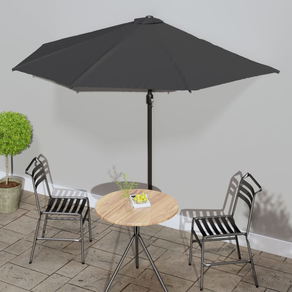 vidaXL Garden Parasol with Aluminium Pole Anthracite 300x155 cm Half